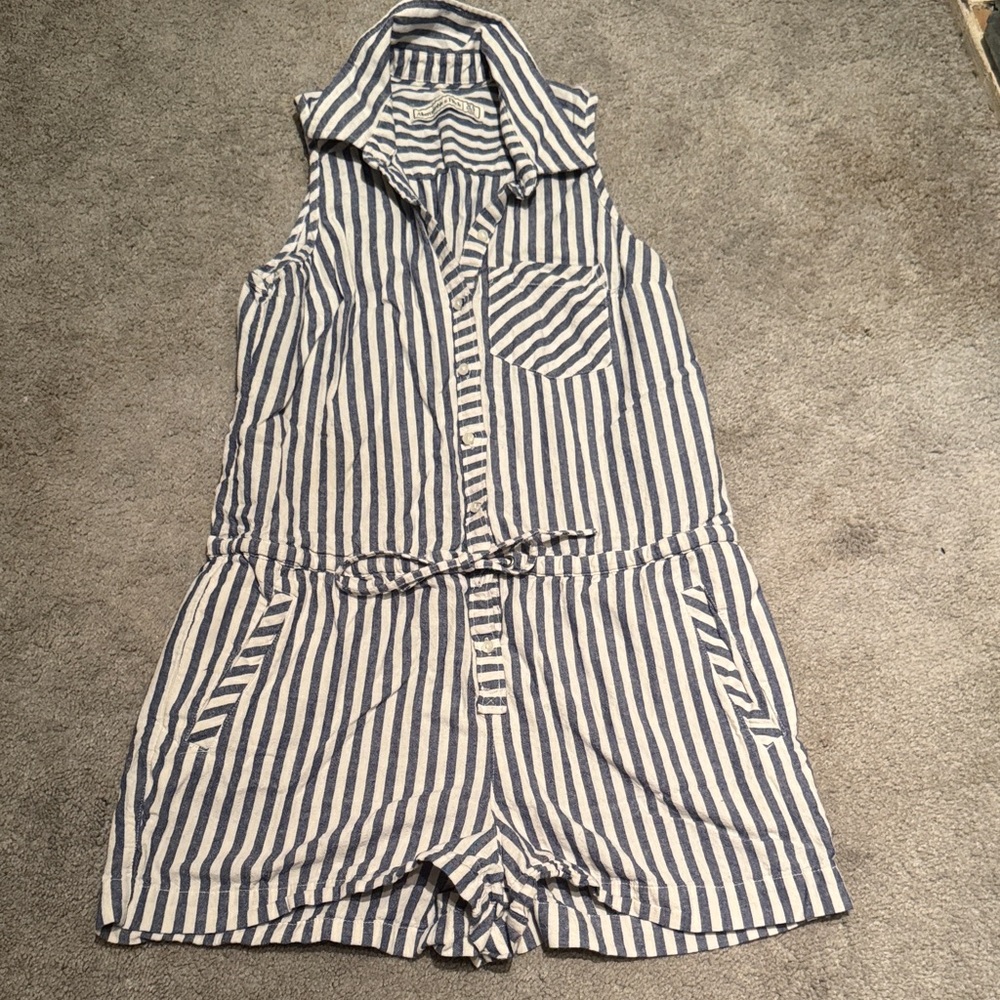 Abercrombie & Fitch Navy and White Striped Romper